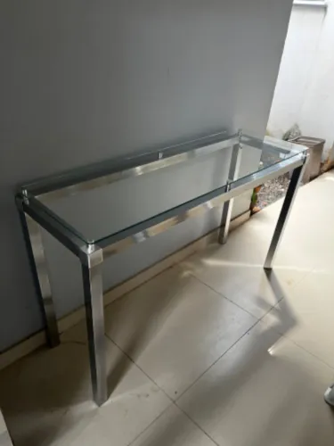 Aparador para Sala de Jantar de Aço com Vidro Moderno 