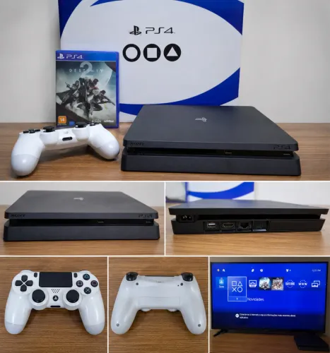 PlayStation 4 Slim 1T+ Controle Original + Jogo Destiny 2 + Caixa