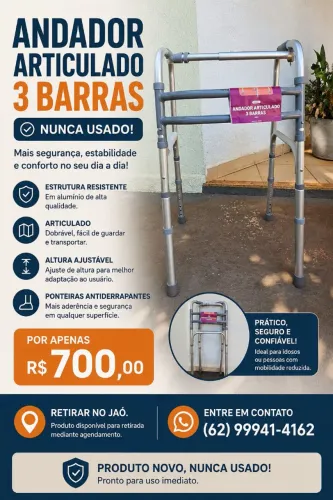 Vendo andador articulado 3 barras ! Novo!