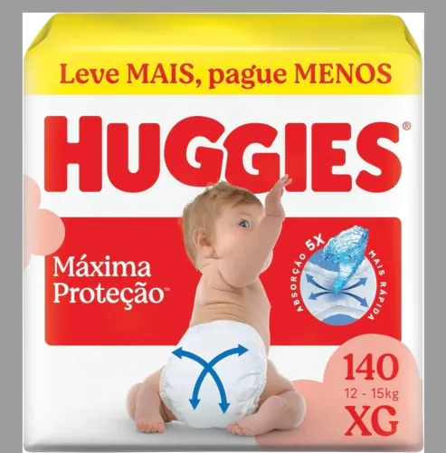 Fralda Huggies Supreme Care - XG com 140 unidades
