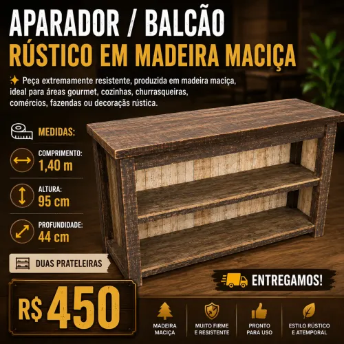 Aparador / Balcão em madeira maciça