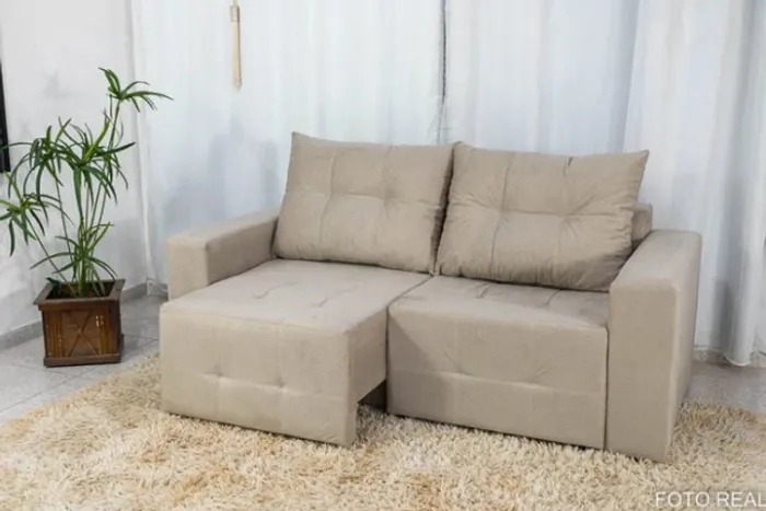 Sofá Retrátil Itália 1.80m Bege Até 12x - Frete Grátis