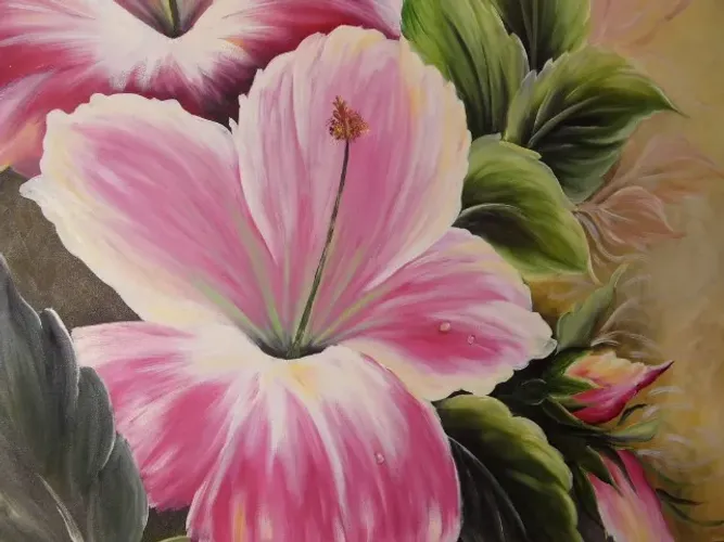 Lindo quadro natureza flor oleo sobre tela retirar no centro de Poa-rs