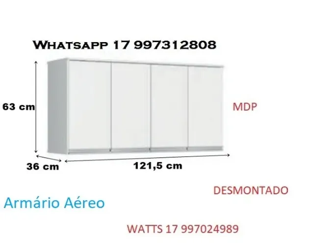 Armário Aereo 04 Portas e Gabinete 1,20 Mts Montado Retirar Mirassol - Direto da Fabrica