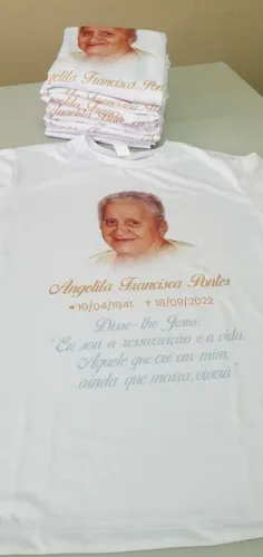 Camisa com foto personalizada para homenagem missa sétimo dia