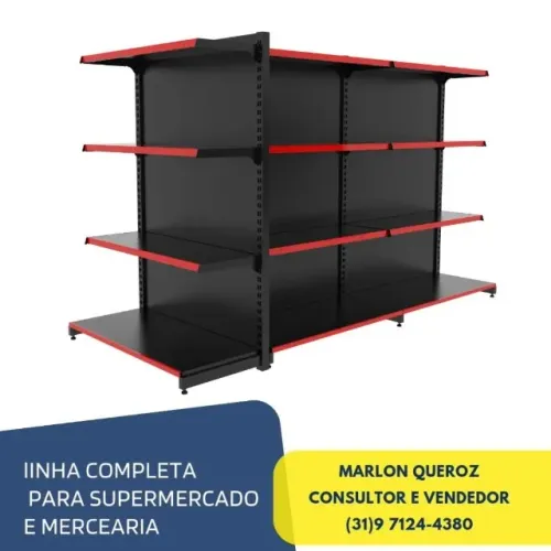 Gondola de Aço Central Preta
