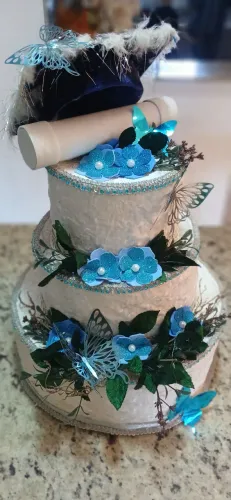 Lindo bolo Formatura Azul Decoração Festa