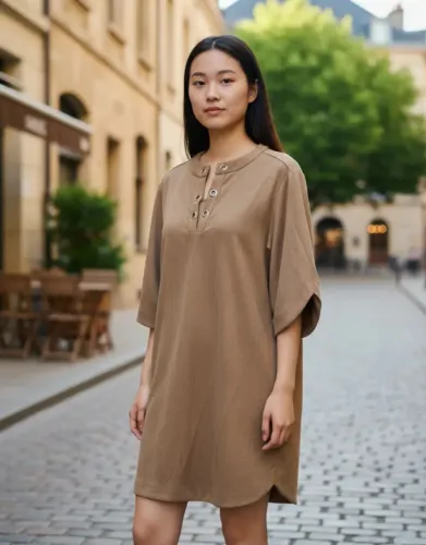 Vestido Camurça Bege Com Ilhós 46