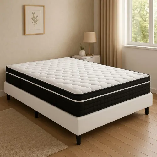 Cama Box de Casal + Colchão Molas Bonnel - Qualidade De Fábrica 