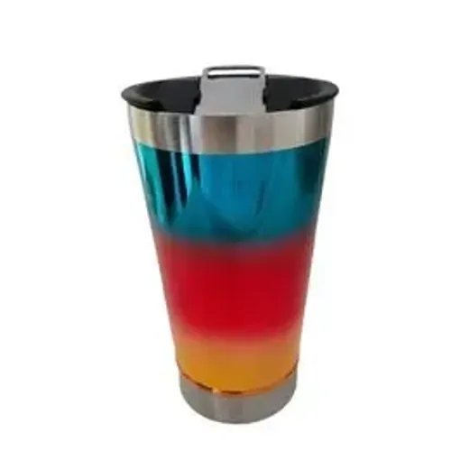 Copo Térmico Degradê Conserva Aço Inox C/ Tampa U / Amarelo - Vermelho - Azul
