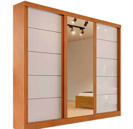 Guarda Roupa Capri Casal 3 Portas de Correr com Espelho p32