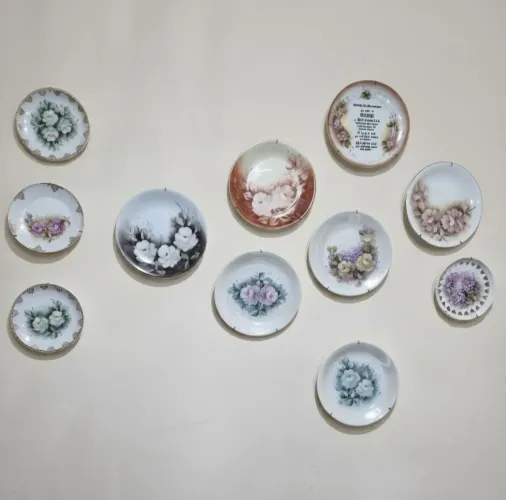 Pratos pintados à mão de porcelana