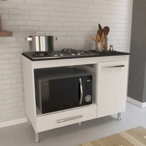 Balcão para cooktop branco alecrim 105 Cm - ENTREGA HOJE !!!