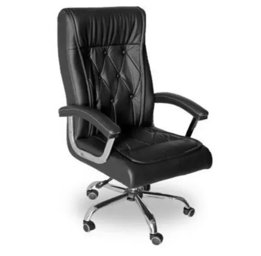 Cadeira Presidente Luxo Botone com Molas Ensacadas Couríssimo Preto