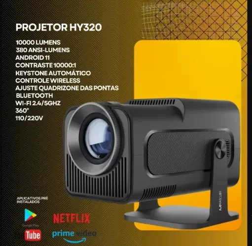 Projetor HY320 PORTÁTIL 1080P (Melhor que hy300)