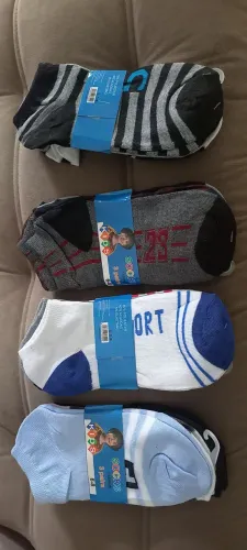Kit com 3 pares, meias infantis 6 a 8 anos