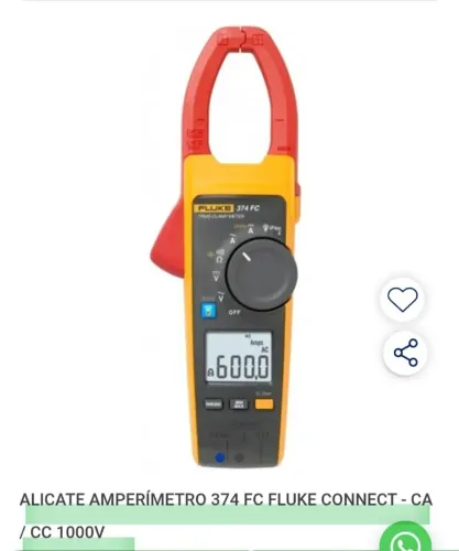 Alicate Amperímetro 374 FC Fluke Connect - CA / CC 1000V
