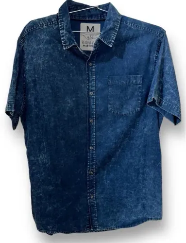 Camisa social Jeans Azul