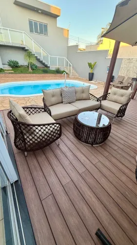 Sofa area externa alumínio corda nautica gourmet churrasqueira 