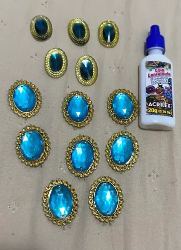 Pedras lantejoulas + cola de lantejoulas 13 pedras 