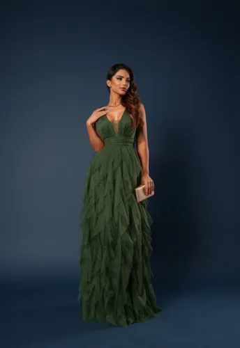 Vestido de Festa Longo Verde Esmeralda