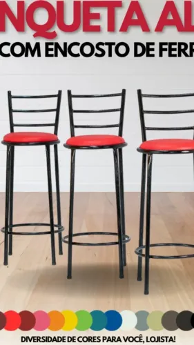 BANQUETAS ALTAS EM COURO ECOLOGICO PRETO NOVAS LOJA CENTERACO TAPUA *