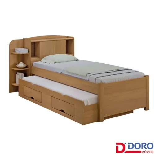 Cama Solteiro Milênio + Cama Auxiliar Solteiro 2 Gavetas 100%MDF r86