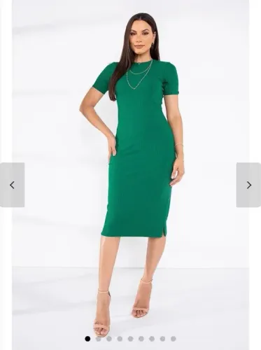 Vestido midi canelado 