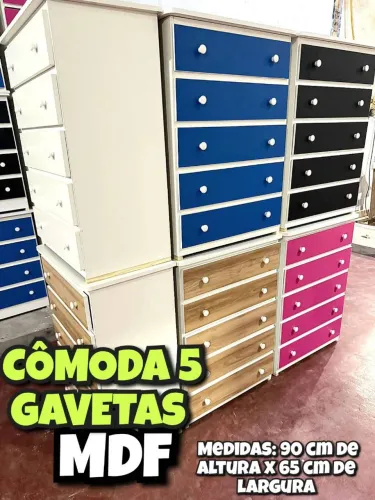 Cômoda 5 Gavetas MDF (Entregamos em toda Manaus)
