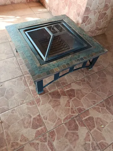 Lareira Externa / Braseiro de Chão em Ferro com Mosaico - 86 x 86 cm