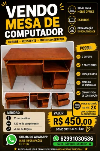 MESA DE COMPUTADOR DE MADEIRA