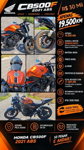 Honda CB500F Abs Laranja 2021