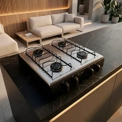 Fogão Cooktop De Mesa Portátil A Gás 4 Bocas Anafe Braslar