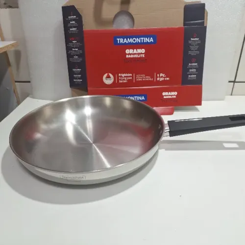 Frigideira Tramontina Grano Baquelite 30cm 3,4l Aço inox Corpo Triplo indução Fundo Triplo