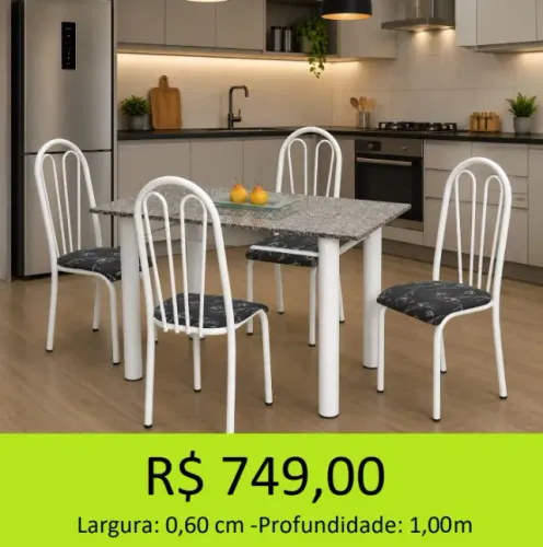 Mesa de granito com 4 cadeiras de alta qualidade - frete apenas 29,00
