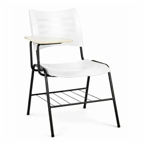 Cadeira Universitária Com Prancheta MDF Assento Plástico Branca Reforçada - 34030
