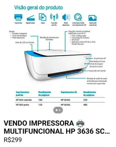 Impressora multifuncional HP 3636