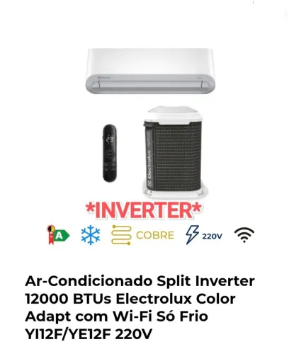 Ar Split Electrolux INVERTER 12000 BTUs + Novo + Nota  + Garantia 