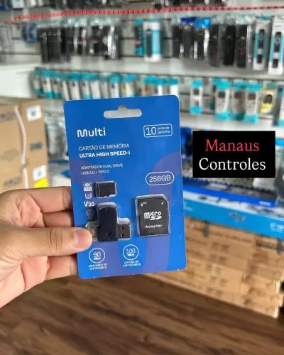Cartão de Memória v30 classe 10 256GB Kit 3 em 1 