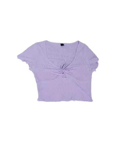 Blusa Cropped Lilás Estilo Crochê Shein - Tam M