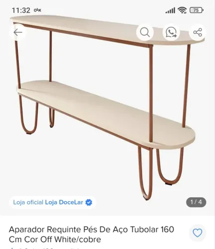Aparador requinte tubular 1.60cm