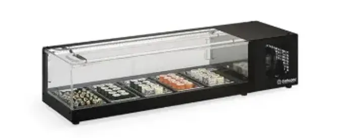 aln. Vitrine Refrigerada de Bancada 1,60m Preta 220V GVRB-160 Gelopar