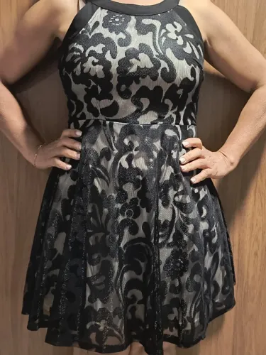 Vestido Festa Preto com Renda