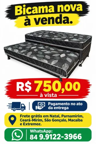 Cama com auxiliar nova, frete grátis em Natal e grande Natal.
