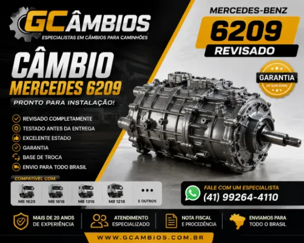 Câmbio Mercedes 6209 Revisado | MB 1620, 1618, 1318 | Garantia e Base de Troca