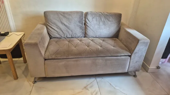 Sofá 2 Lugares Luciana Móveis - Suede Cinza 