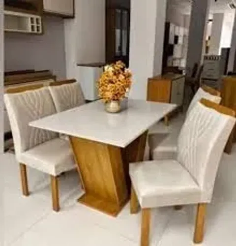 Mesa Classic Cinamomo/Off White 4 Cadeiras, Preço de Fábrica, Frete Grátis, Entrega Hoje!