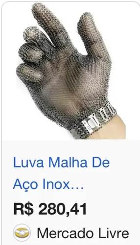 Luva malha inox para açougue 