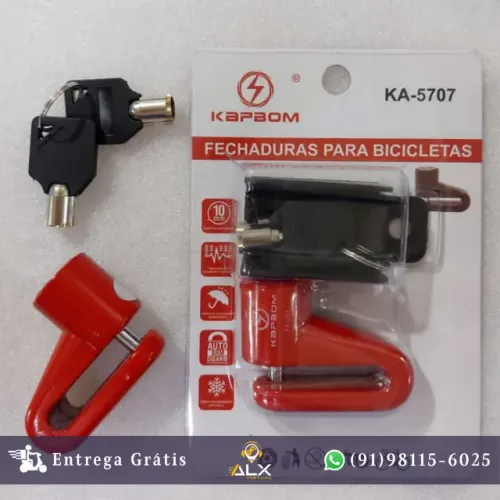 Trava Cadeado Disco Moto e Bicicleta Freio Tranca Pino C/ 2 Chaves *ENTREGA GRÁTIS*