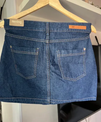mini saia jeans hering azul escura 38